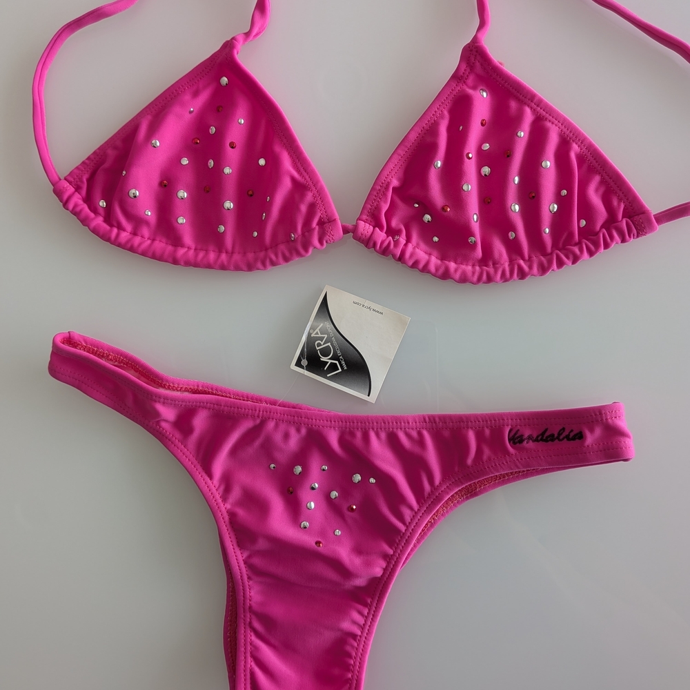 Hot Pink Rhinestone Bikini Set